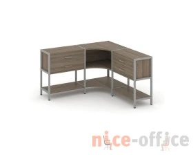 Трехсекционный угловой стеллаж двухярусный с ящиками 1590х1590х879 Шелф Систем / Shelf System images