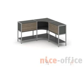 Трехсекционный угловой стеллаж двухярусный с ящиками 1590х1590х879 Шелф Систем / Shelf System images