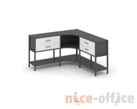 Трехсекционный угловой стеллаж двухярусный с ящиками 1590х1590х879 Шелф Систем / Shelf System images