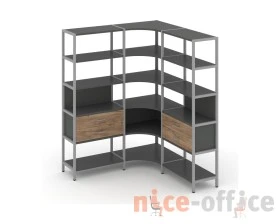 Трехсекционный угловой стеллаж пятиярусный с ящиками 1590х1590х1980 Шелф Систем / Shelf System images