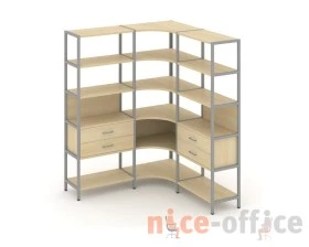 Трехсекционный угловой стеллаж пятиярусный с ящиками 1590х1590х1980 Шелф Систем / Shelf System images