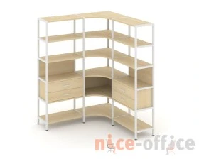 Трехсекционный угловой стеллаж пятиярусный с ящиками 1590х1590х1980 Шелф Систем / Shelf System images