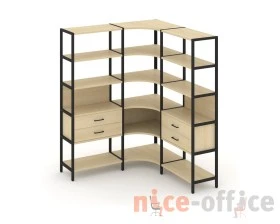 Трехсекционный угловой стеллаж пятиярусный с ящиками 1590х1590х1980 Шелф Систем / Shelf System images