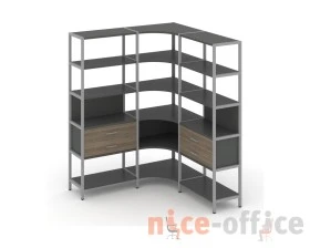 Трехсекционный угловой стеллаж пятиярусный с ящиками 1590х1590х1980 Шелф Систем / Shelf System images