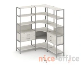 Трехсекционный угловой стеллаж пятиярусный с ящиками 1590х1590х1980 Шелф Систем / Shelf System images