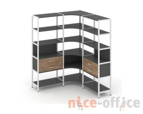 Трехсекционный угловой стеллаж пятиярусный с ящиками 1590х1590х1980 Шелф Систем / Shelf System images