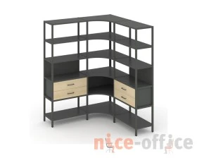 Трехсекционный угловой стеллаж пятиярусный с ящиками 1590х1590х1980 Шелф Систем / Shelf System images