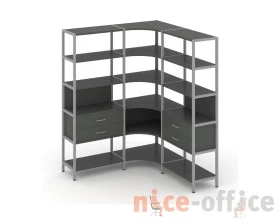Трехсекционный угловой стеллаж пятиярусный с ящиками 1590х1590х1980 Шелф Систем / Shelf System images