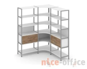 Трехсекционный угловой стеллаж пятиярусный с ящиками 1590х1590х1980 Шелф Систем / Shelf System images