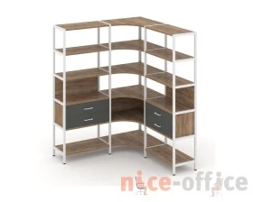 Трехсекционный угловой стеллаж пятиярусный с ящиками 1590х1590х1980 Шелф Систем / Shelf System images