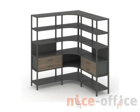 Трехсекционный угловой стеллаж пятиярусный с ящиками 1590х1590х1980 Шелф Систем / Shelf System images