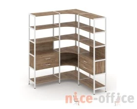 Трехсекционный угловой стеллаж пятиярусный с ящиками 1590х1590х1980 Шелф Систем / Shelf System images