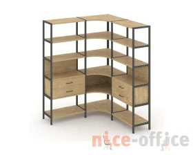Трехсекционный угловой стеллаж пятиярусный с ящиками 1590х1590х1980 Шелф Систем / Shelf System images