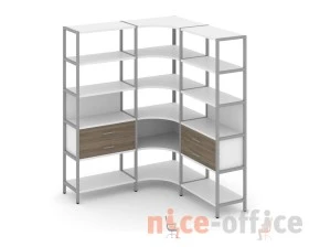 Трехсекционный угловой стеллаж пятиярусный с ящиками 1590х1590х1980 Шелф Систем / Shelf System images