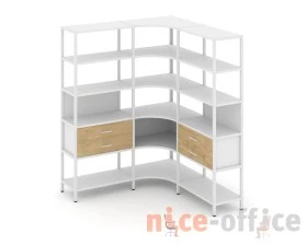 Трехсекционный угловой стеллаж пятиярусный с ящиками 1590х1590х1980 Шелф Систем / Shelf System images