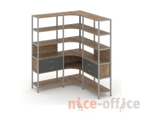 Трехсекционный угловой стеллаж пятиярусный с ящиками 1590х1590х1980 Шелф Систем / Shelf System images