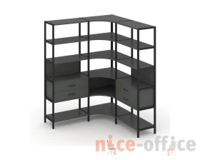 Трехсекционный угловой стеллаж пятиярусный с ящиками 1590х1590х1980 Шелф Систем / Shelf System images