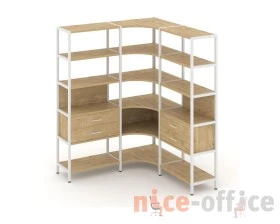 Трехсекционный угловой стеллаж пятиярусный с ящиками 1590х1590х1980 Шелф Систем / Shelf System images