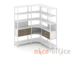 Трехсекционный угловой стеллаж пятиярусный с ящиками 1590х1590х1980 Шелф Систем / Shelf System images