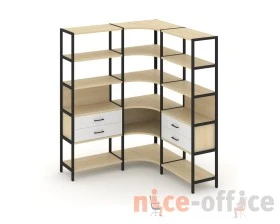 Трехсекционный угловой стеллаж пятиярусный с ящиками 1590х1590х1980 Шелф Систем / Shelf System images