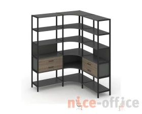 Трехсекционный угловой стеллаж пятиярусный с ящиками 1590х1590х1980 Шелф Систем / Shelf System images