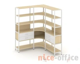 Трехсекционный угловой стеллаж пятиярусный с ящиками 1590х1590х1980 Шелф Систем / Shelf System images