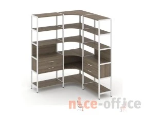 Трехсекционный угловой стеллаж пятиярусный с ящиками 1590х1590х1980 Шелф Систем / Shelf System images