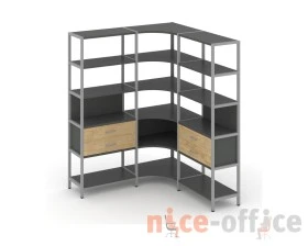 Трехсекционный угловой стеллаж пятиярусный с ящиками 1590х1590х1980 Шелф Систем / Shelf System images