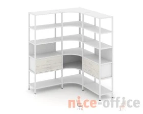 Трехсекционный угловой стеллаж пятиярусный с ящиками 1590х1590х1980 Шелф Систем / Shelf System images