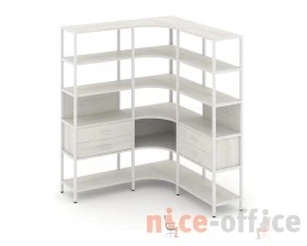 Трехсекционный угловой стеллаж пятиярусный с ящиками 1590х1590х1980 Шелф Систем / Shelf System images