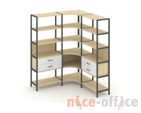Трехсекционный угловой стеллаж пятиярусный с ящиками 1590х1590х1980 Шелф Систем / Shelf System images