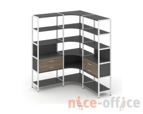 Трехсекционный угловой стеллаж пятиярусный с ящиками 1590х1590х1980 Шелф Систем / Shelf System images