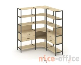 Трехсекционный угловой стеллаж пятиярусный с ящиками 1590х1590х1980 Шелф Систем / Shelf System images