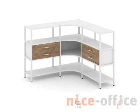 Трехсекционный угловой стеллаж трехярусный с ящиками 1590х1590х1246 Шелф Систем / Shelf System images