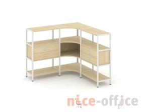 Трехсекционный угловой стеллаж трехярусный с ящиками 1590х1590х1246 Шелф Систем / Shelf System images