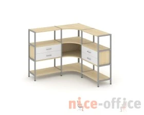 Трехсекционный угловой стеллаж трехярусный с ящиками 1590х1590х1246 Шелф Систем / Shelf System images
