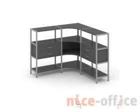 Трехсекционный угловой стеллаж трехярусный с ящиками 1590х1590х1246 Шелф Систем / Shelf System images