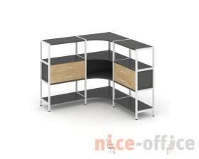 Трехсекционный угловой стеллаж трехярусный с ящиками 1590х1590х1246 Шелф Систем / Shelf System images