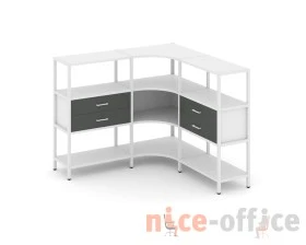 Трехсекционный угловой стеллаж трехярусный с ящиками 1590х1590х1246 Шелф Систем / Shelf System images