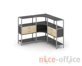 Трехсекционный угловой стеллаж трехярусный с ящиками 1590х1590х1246 Шелф Систем / Shelf System images