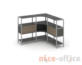 Трехсекционный угловой стеллаж трехярусный с ящиками 1590х1590х1246 Шелф Систем / Shelf System images