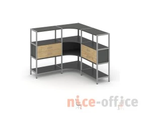 Трехсекционный угловой стеллаж трехярусный с ящиками 1590х1590х1246 Шелф Систем / Shelf System images