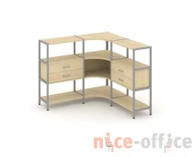 Трехсекционный угловой стеллаж трехярусный с ящиками 1590х1590х1246 Шелф Систем / Shelf System images
