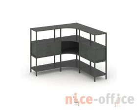 Трехсекционный угловой стеллаж трехярусный с ящиками 1590х1590х1246 Шелф Систем / Shelf System images