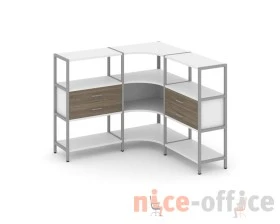 Трехсекционный угловой стеллаж трехярусный с ящиками 1590х1590х1246 Шелф Систем / Shelf System images