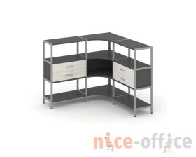 Трехсекционный угловой стеллаж трехярусный с ящиками 1590х1590х1246 Шелф Систем / Shelf System images
