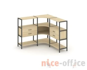 Трехсекционный угловой стеллаж трехярусный с ящиками 1590х1590х1246 Шелф Систем / Shelf System images