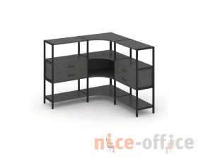 Трехсекционный угловой стеллаж трехярусный с ящиками 1590х1590х1246 Шелф Систем / Shelf System images