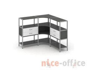 Трехсекционный угловой стеллаж трехярусный с ящиками 1590х1590х1246 Шелф Систем / Shelf System images