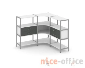Трехсекционный угловой стеллаж трехярусный с ящиками 1590х1590х1246 Шелф Систем / Shelf System images